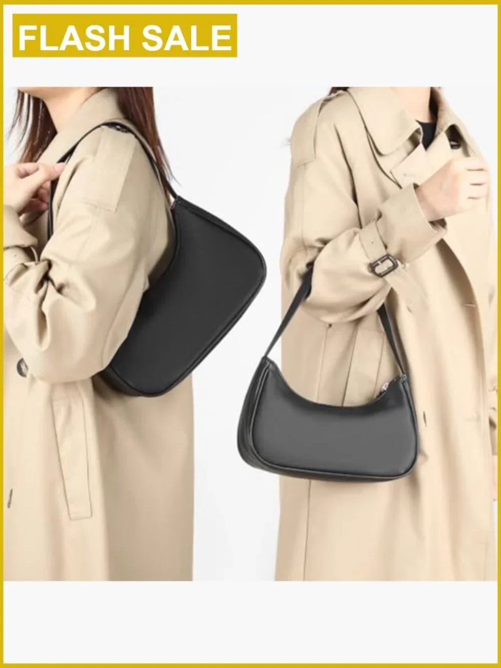 Vegan Leather Hobo Sling Tote Handbag Clutch Purse with Zipper Closure